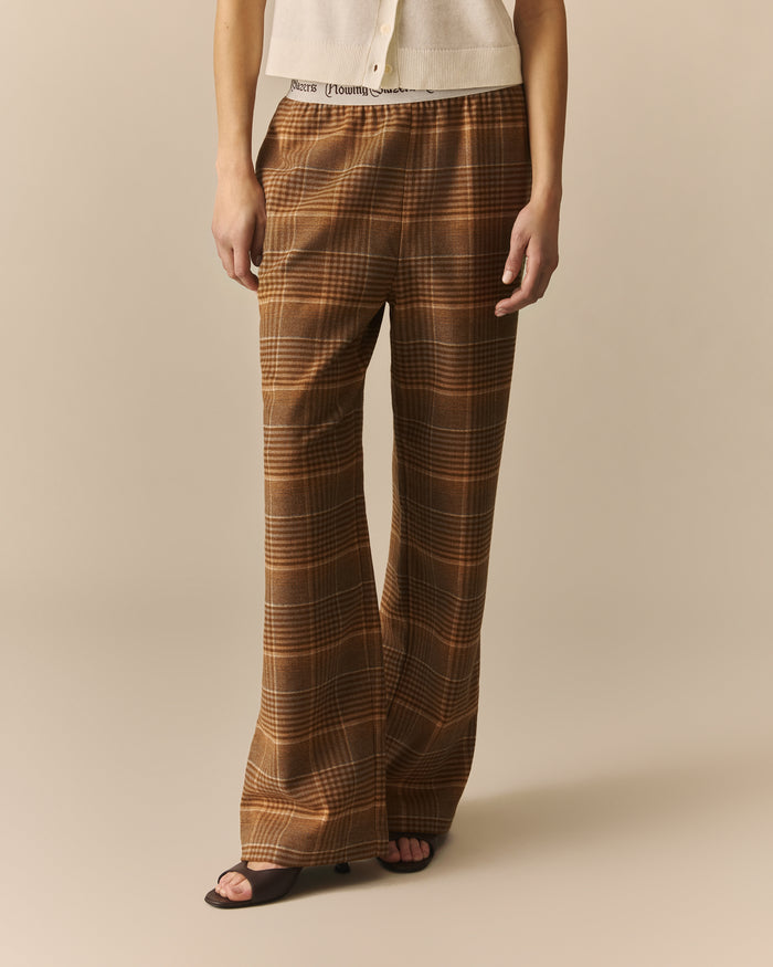 Penny Wool Plaid Pull on Pants Brown Brown / XL