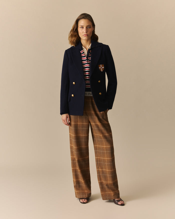 Penny Wool Plaid Pull on Pants Brown Brown / XL