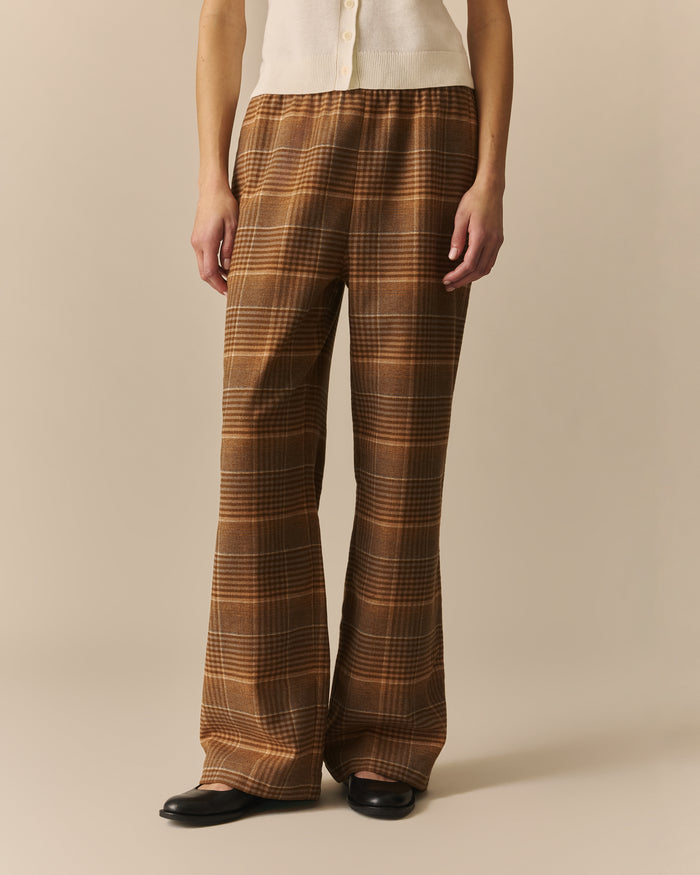 Penny Wool Plaid Pull on Pants Brown Brown / XL