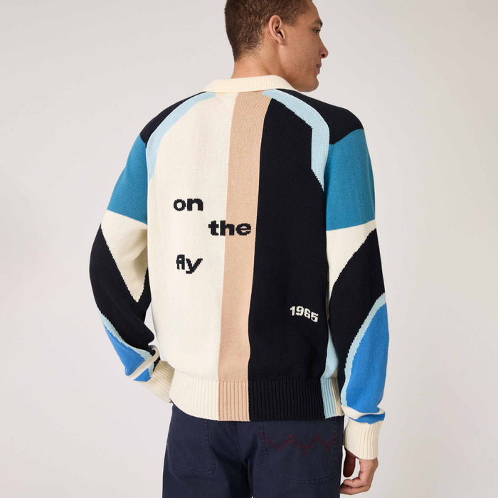 Pickleball Sweater Blue Brown Multicolor