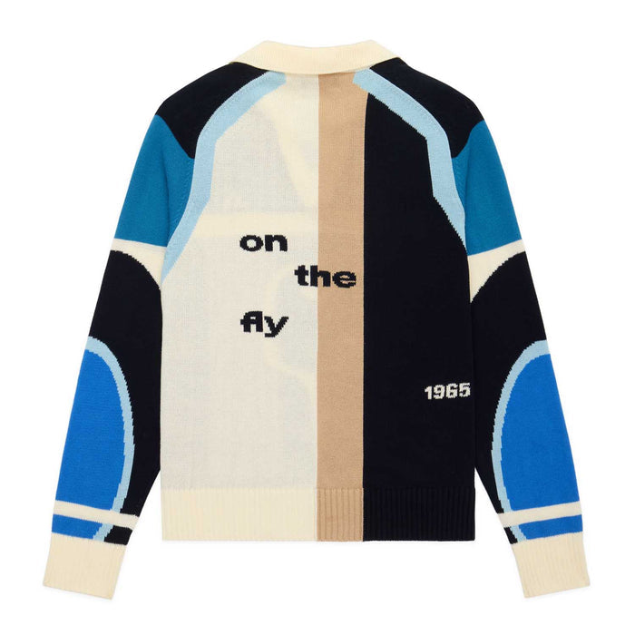 Pickleball Sweater Blue Brown Multicolor