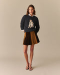 Pippa Mixed Corduroy Pleated Skirt Brown Brown / XL