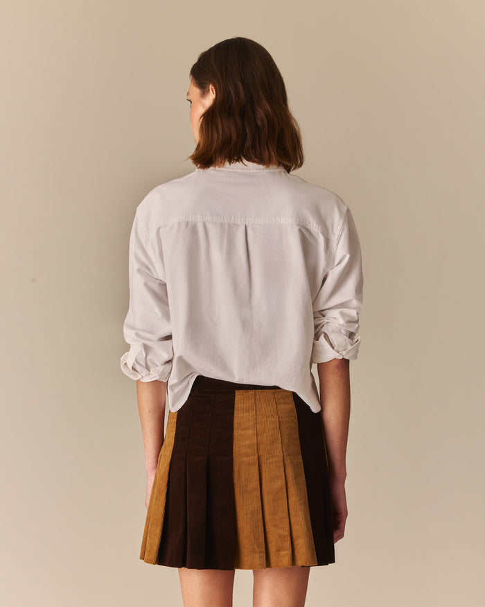 Pippa Mixed Corduroy Pleated Skirt Brown Brown / XL