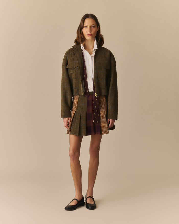 York Wool Hunter's Plaid Funnel Neck Jacket Green Green / XL