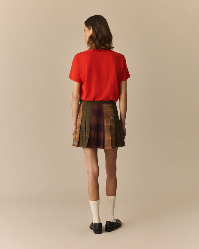 Pippa Wool Mixed Plaid Pleated Skirt Multi-Color Multi-Color / XL