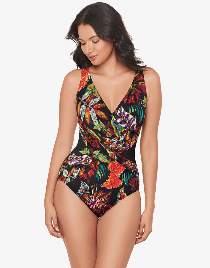 Pluma Orla Crossover Swimsuit - Black/Multi