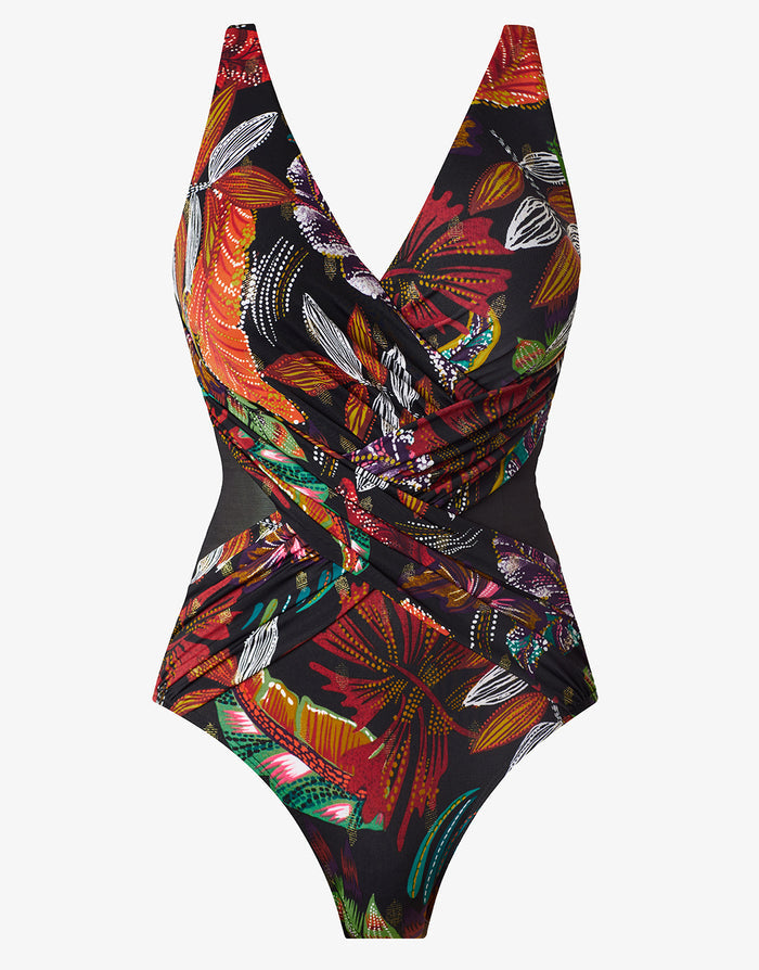Pluma Orla Crossover Swimsuit - Black/Multi