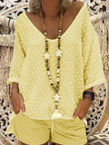 Polka Dot V-neck Short Suit