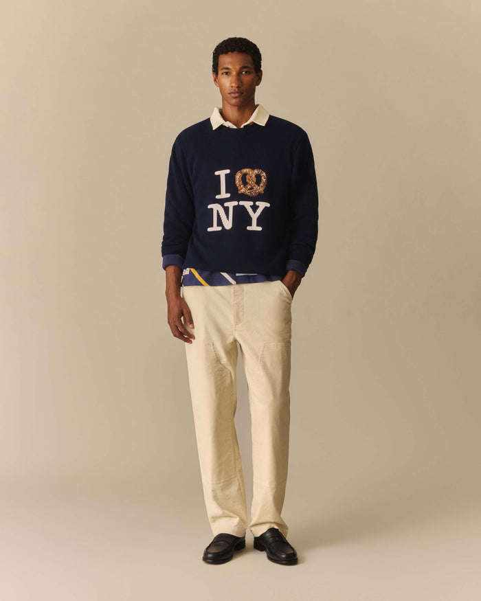 Pretzel Cotton Sweater Navy