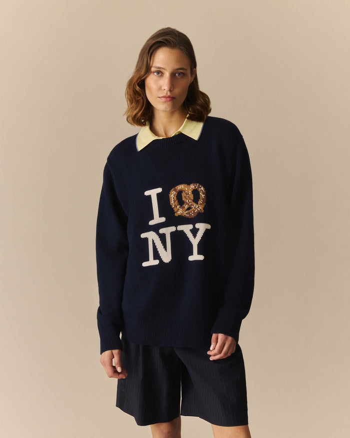 Pretzel Cotton Sweater Navy Navy / XL