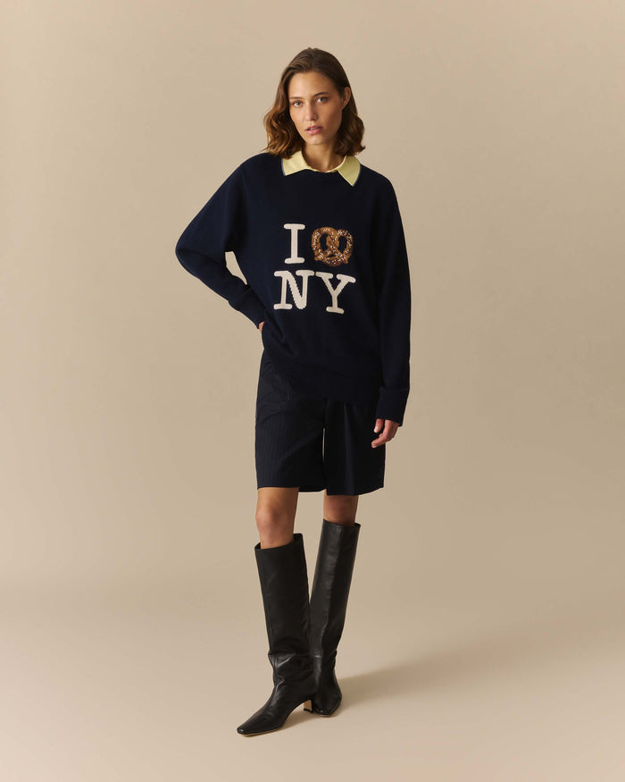 Pretzel Cotton Sweater Navy Navy / XL
