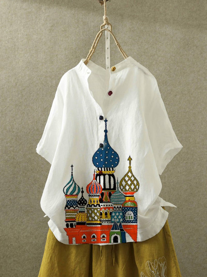 Printed Casual Short Sleeve Shirts & Tops