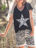 Printed Casual Short Sleeve Suit