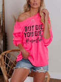 Printed Loose Strapless Long-Sleeved T-Shirt