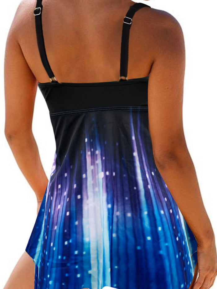 Printed Open Back Swimdress and Panty