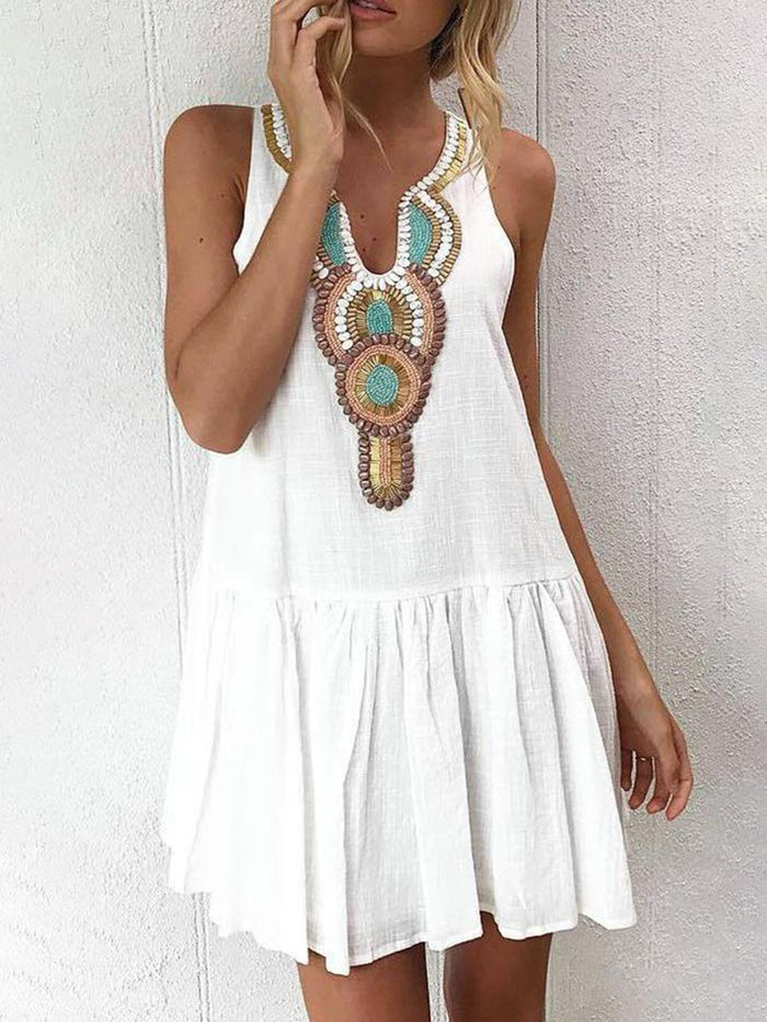 Printed Sleeveless Casual Dress