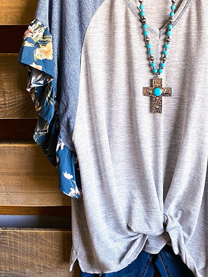 Printed V-neck T-shirt