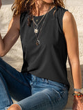 Pure Color Round Neck Sleeveless T-Shirt Loose Vest