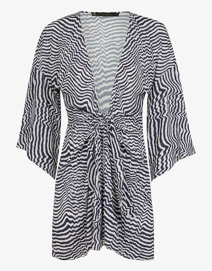 Ravine Perola Knot Short Cover Up - Stripe - Simply Beach UK