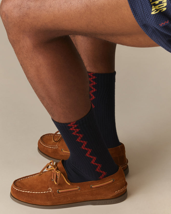 RB Zigzag Tipping Socks Navy Navy / S/M