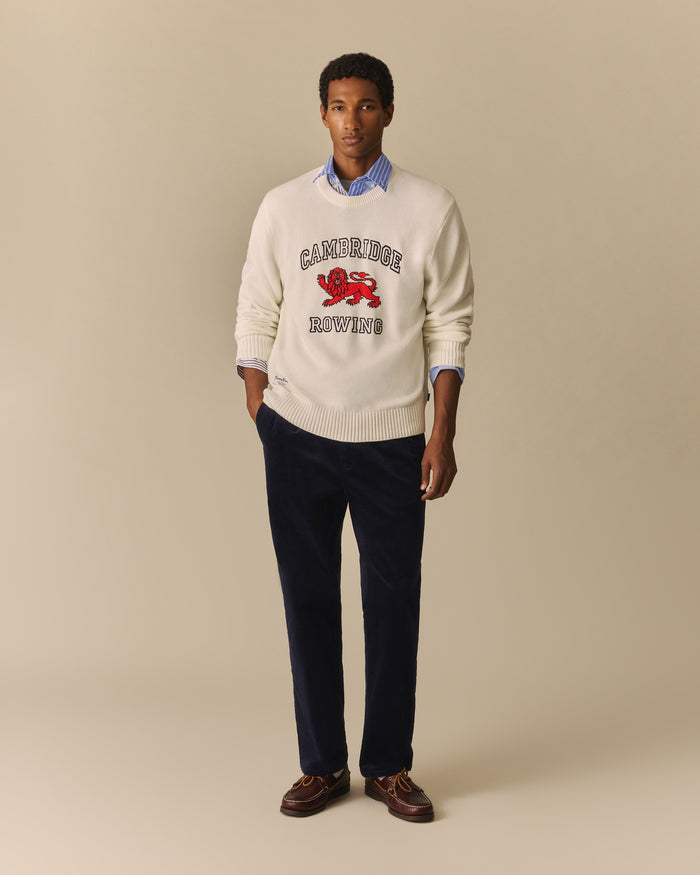 Red Lion Intarsia Sweater Cream Cream / XL