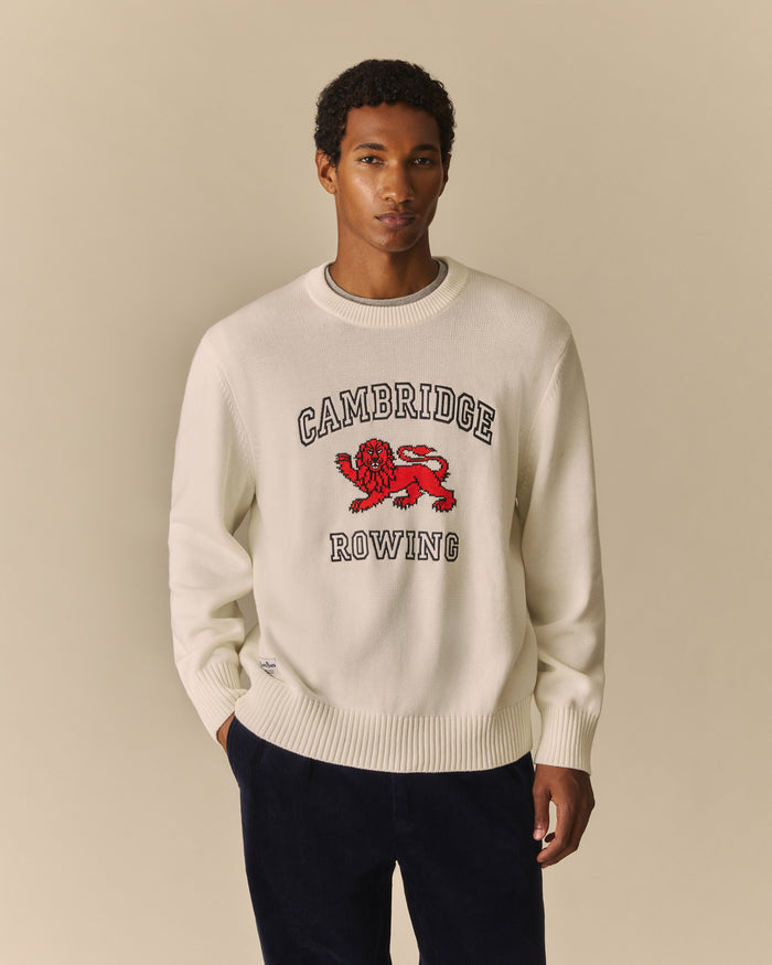 Red Lion Intarsia Sweater Cream Cream / XL