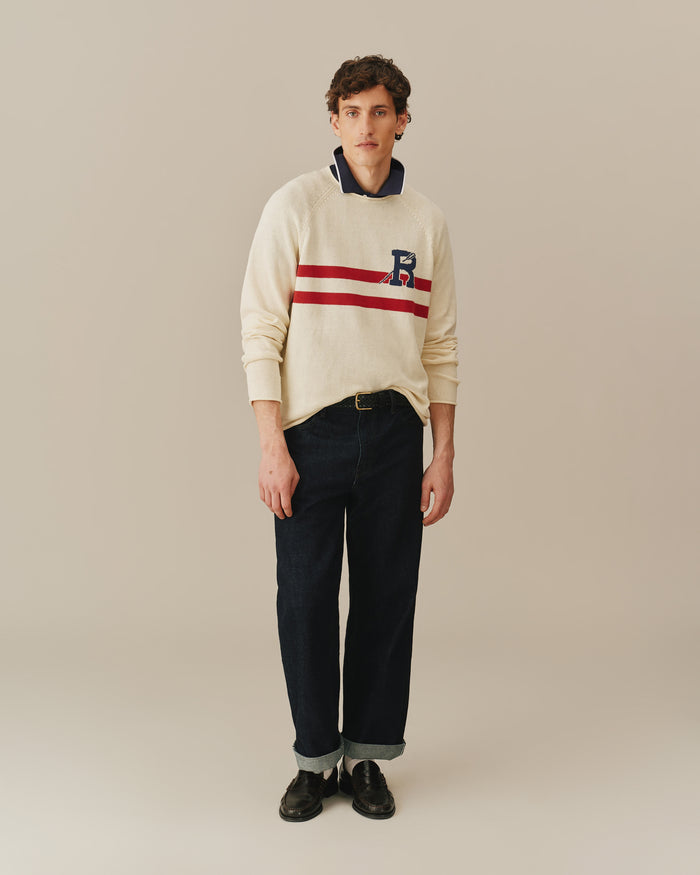 Roll Edge Oar Sweater Cream