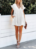 Romantic Casual Loose V Neck Short Sleeve Mini Dress