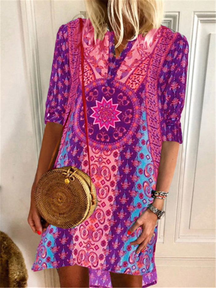 Romantic Idyllic Bohemian Vintage Floral Dress