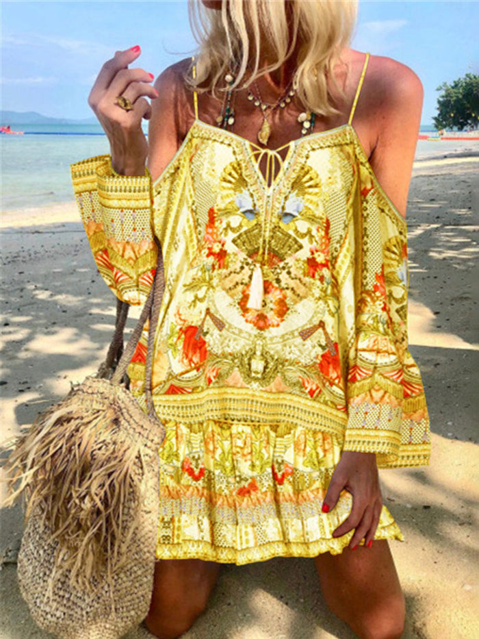 Romantic Vintage Bohemian Loose Strap Dress