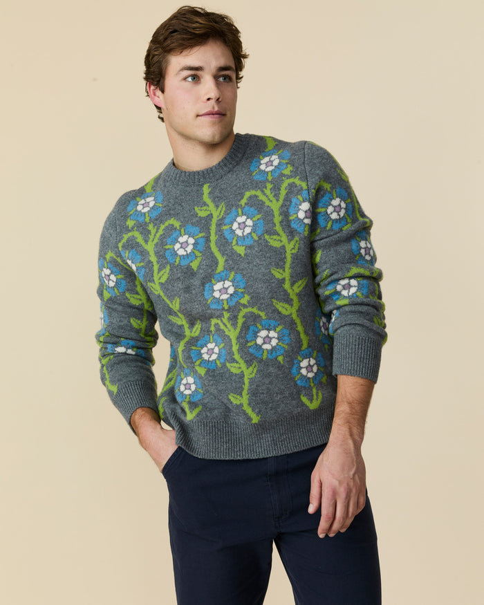 Roses Sweater Heather Grey Multi