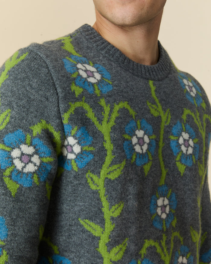 Roses Sweater Heather Grey Multi