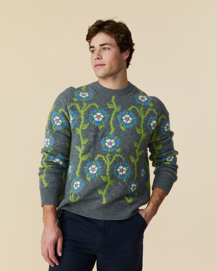 Roses Sweater Heather Grey Multi