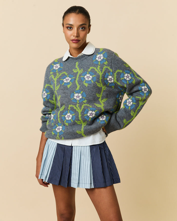 Roses Sweater Heather Grey Multi