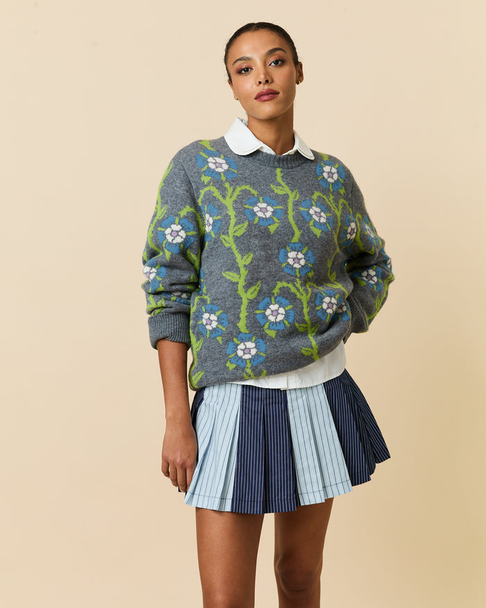 Roses Sweater Heather Grey Multi