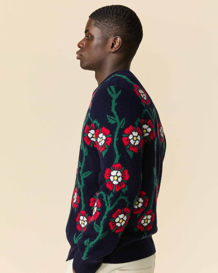 Roses Sweater Navy Multi
