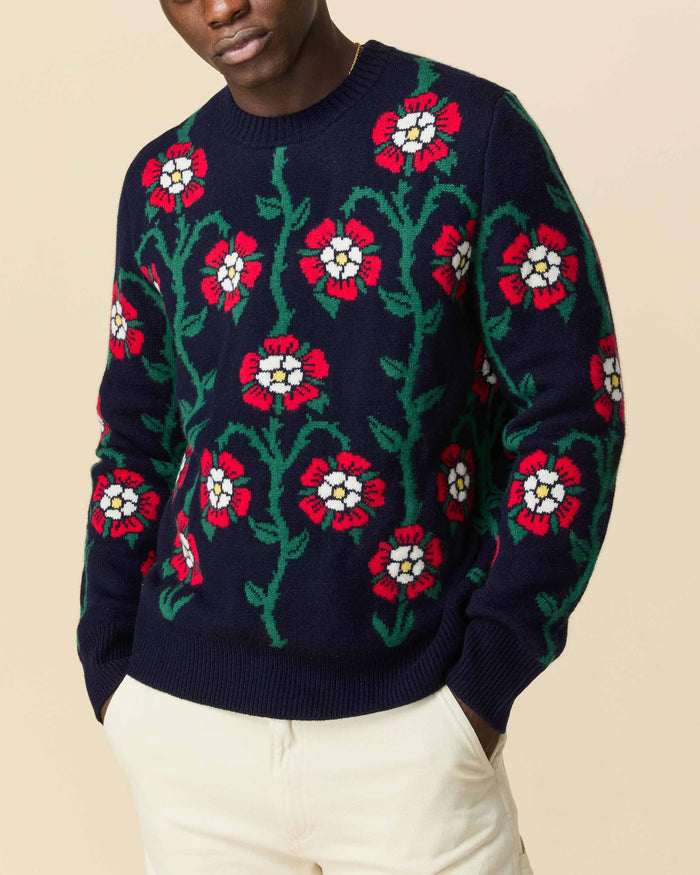 Roses Sweater Navy Multi