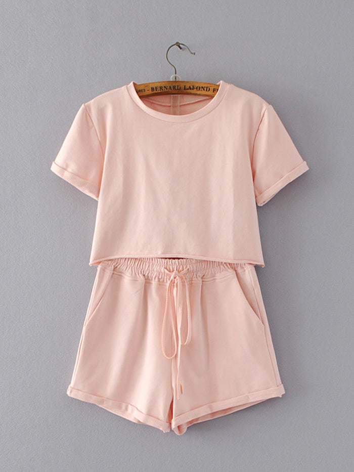 Round Neck Casual Short Sleeve Sleeve Shorts Suit