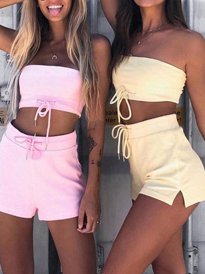 Round Neck Casual Shorts Suit
