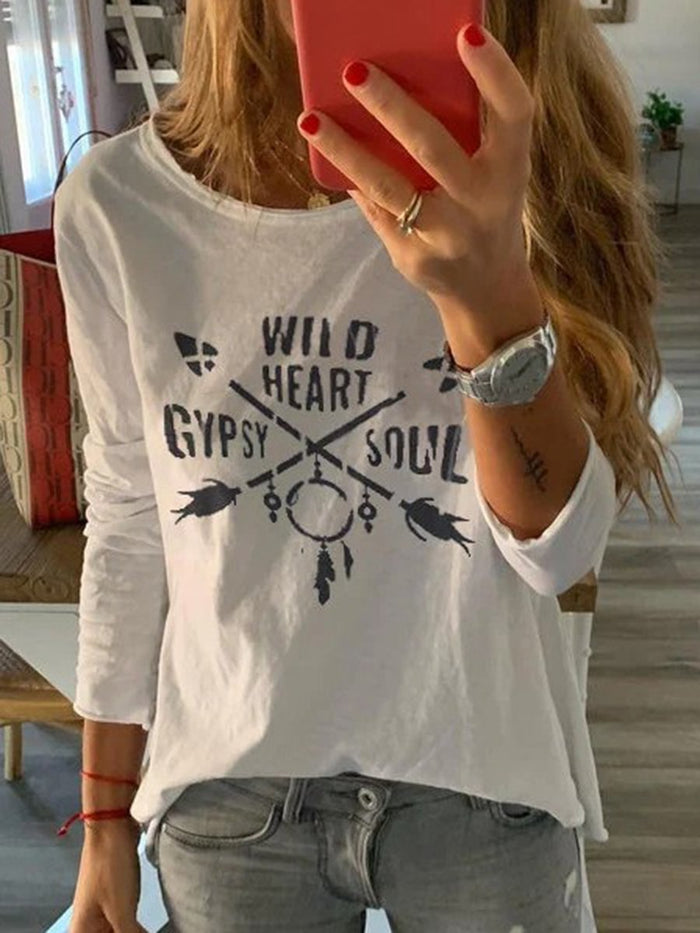 Round Neck English Alphabet Fashion Top