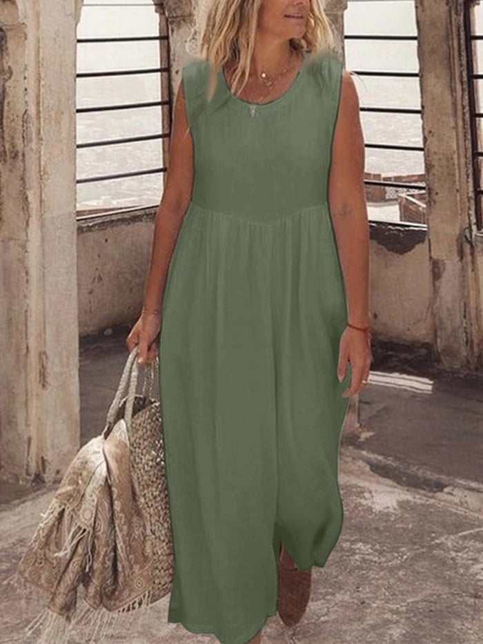 Round Neck Sleeveless Casual Vest Dress