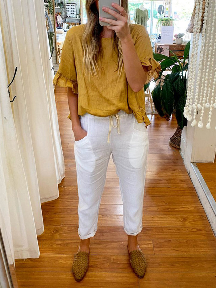 Round Neck Trumpet Sleeve Solid Color Suit