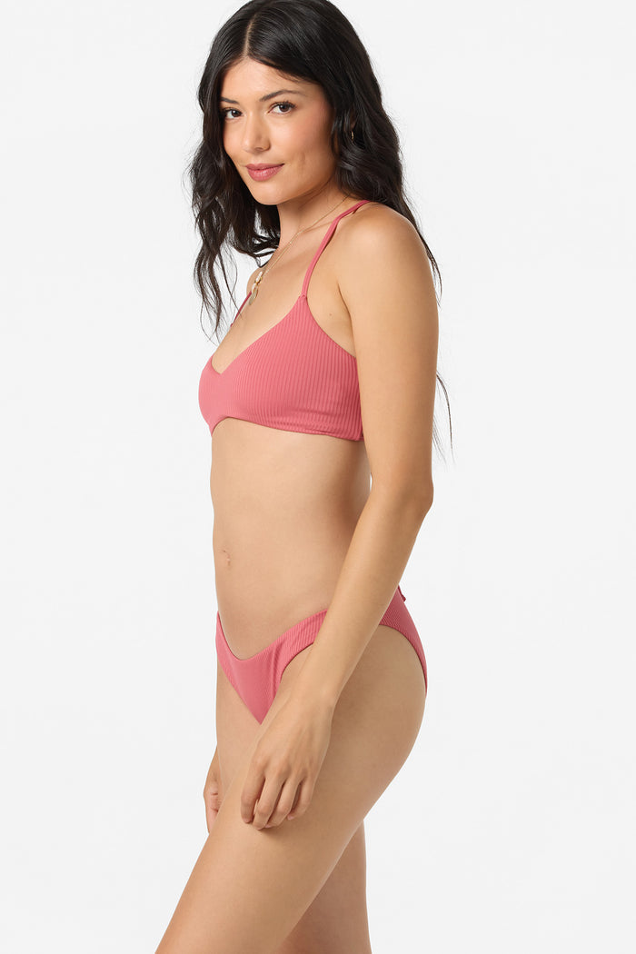 Saltwater Solids Rib Huntington Bralette Top - Baroque Rose | O'Neill
