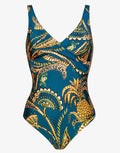 Satin Fruits Wrap Front Swimsuit - Ocean Pineapple - Simply Beach UK