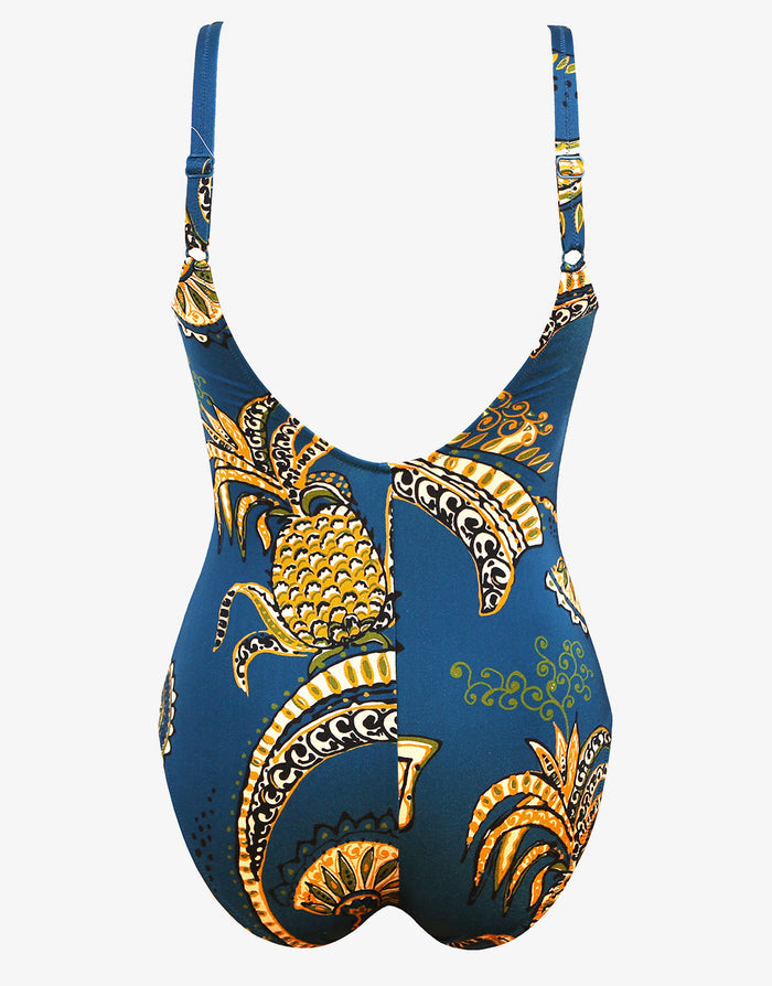 Satin Fruits Wrap Front Swimsuit - Ocean Pineapple - Simply Beach UK
