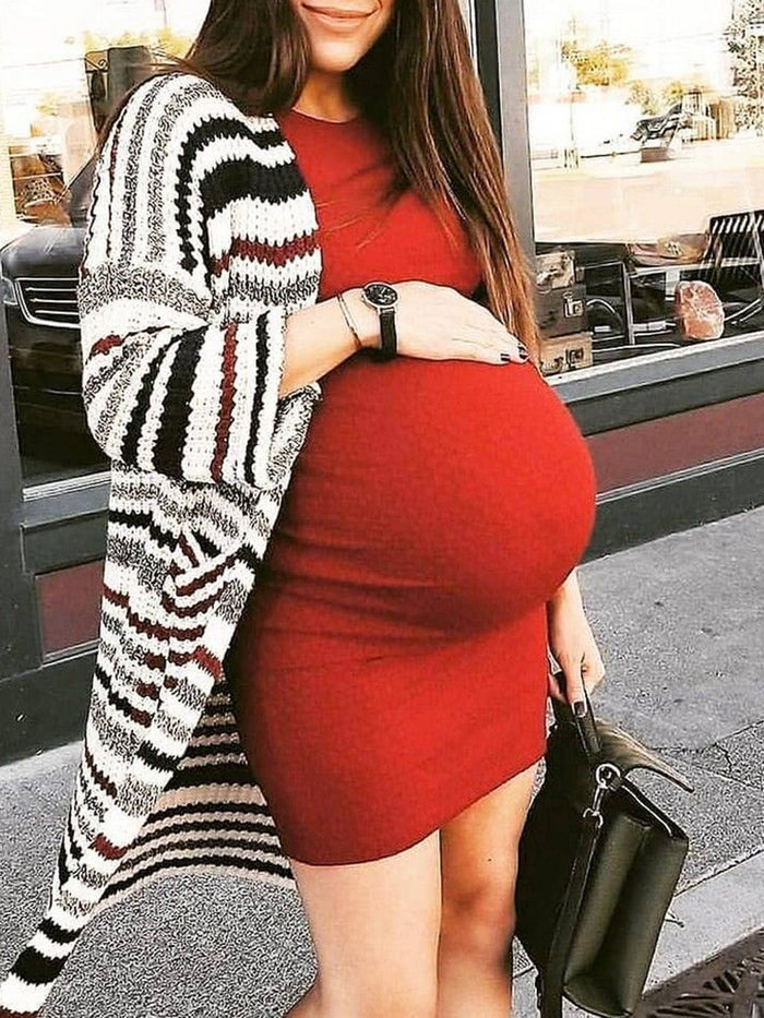 Sexy Sleeveless Solid Color Maternity Dress