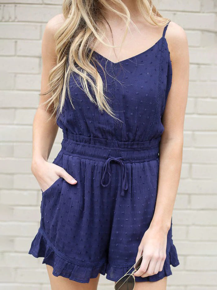 Sexy Sling Dot Jumpsuit Ruffled Romper