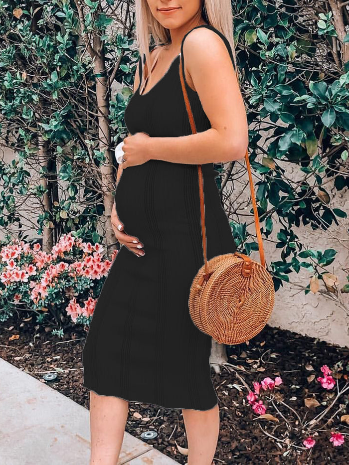 Sexy Striped Sleeveless Maternity Dress
