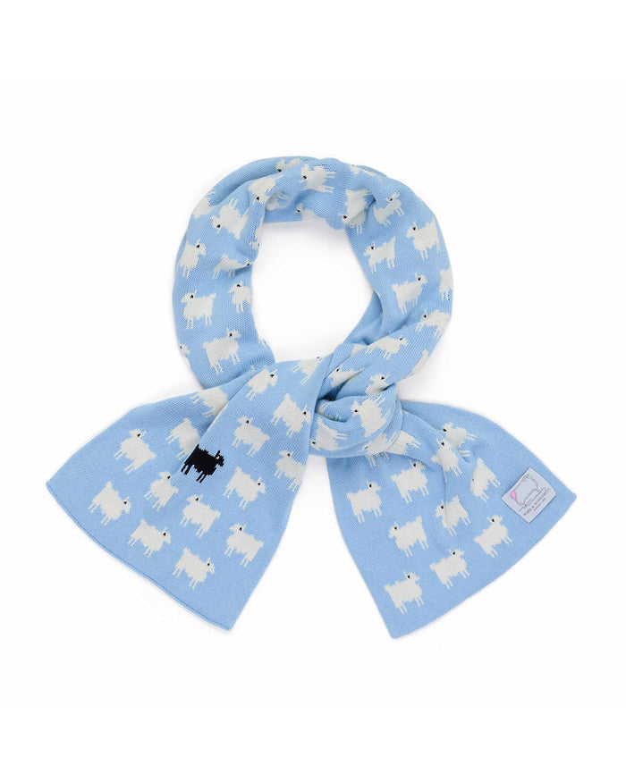 Sheep Cotton Scarf Blue
