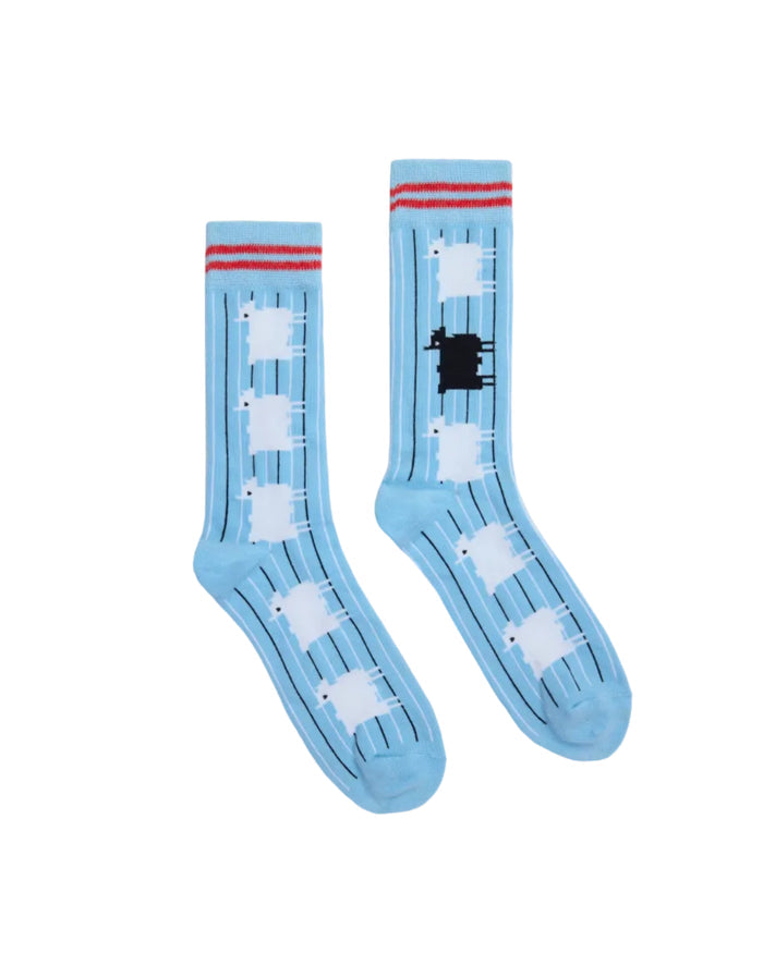 Sheep Pinstripe Socks Blue